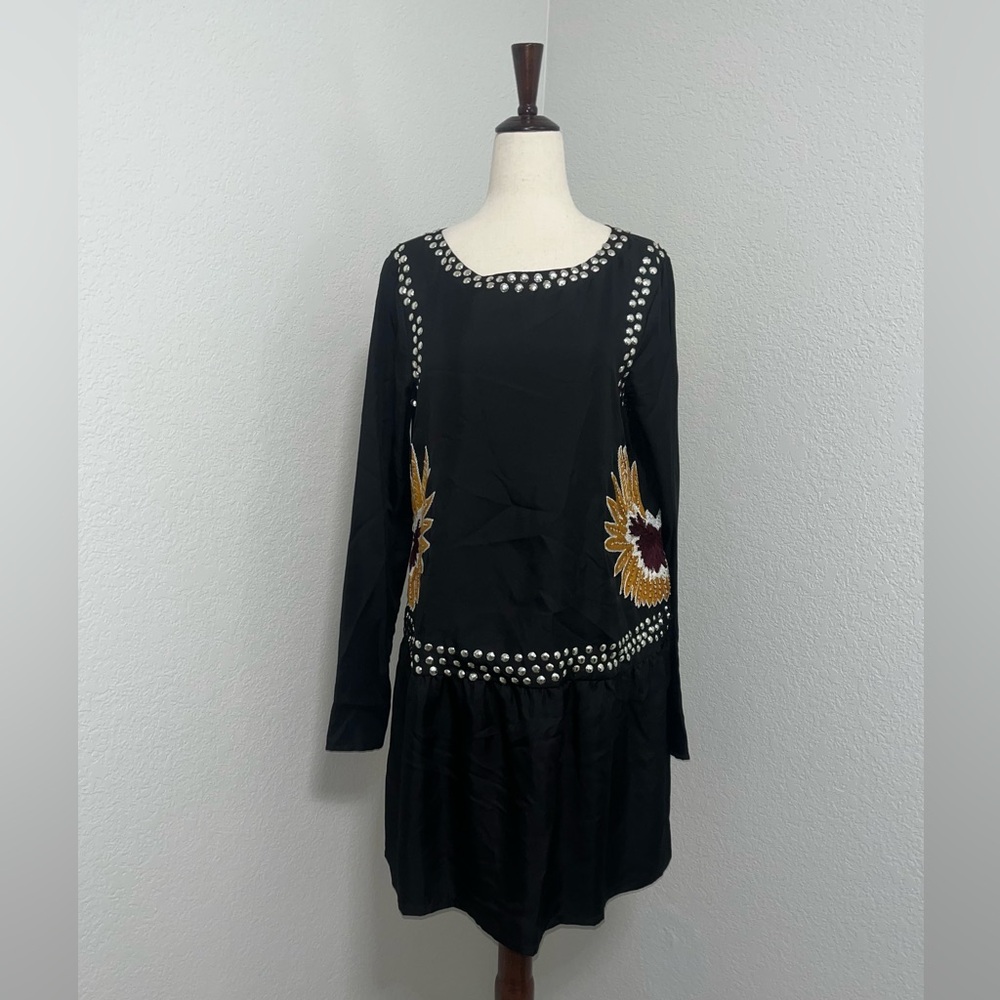 Pia Pauro Black Silk Dress with Silver Studs